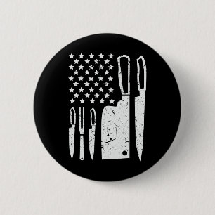 Chef Messerset Shirt Patriottische Amerikaanse Vla Ronde Button 5,7 Cm