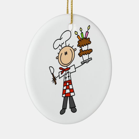 Chef met Birthday Cake Keramisch Ornament (Rechts)