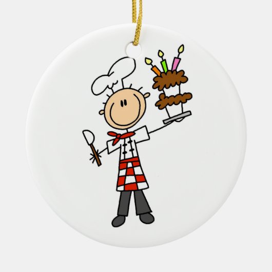 Chef met Birthday Cake Keramisch Ornament (Voorkant)