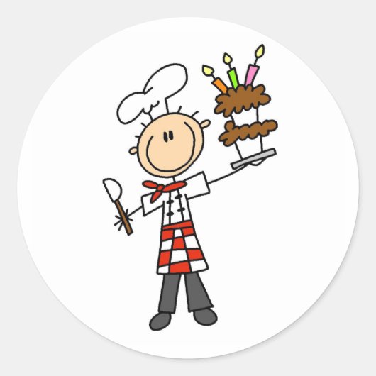 Chef met BIrthday Cake Stickers (Voorkant)