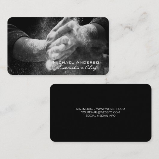 Chef met bloem | restaurant visitekaartje (Voorkant / Achterkant)