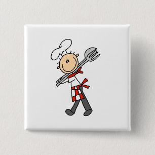 Chef met Buttonnen van Salad Tangen Vierkante Button 5,1 Cm