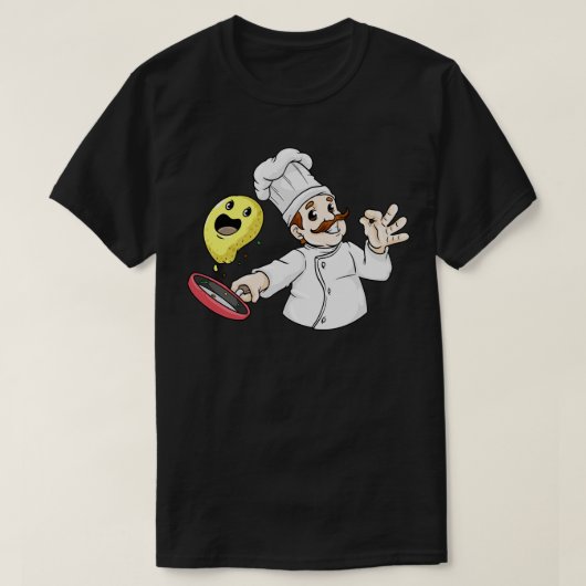 Chef met Chef pet Fried Egg en Pan T-shirt (Design voorkant)