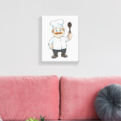 Chef met Chef's pet en soep lepel Canvas Afdruk (Insitu (Woonkamer))