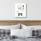 Chef met Chef's pet en soep lepel Canvas Afdruk (Insitu (Slaapkamer))