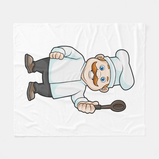 Chef met Chef's pet en soep lepel Fleece Deken (Voorkant (Horizontaal))