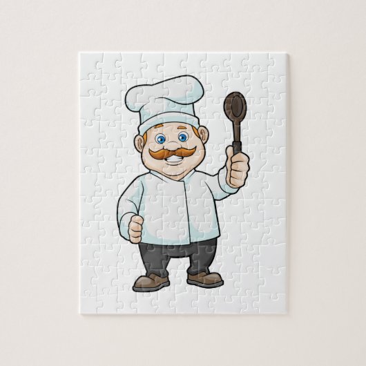 Chef met Chef's pet en soep lepel Legpuzzel (Verticaal)