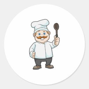 Chef met Chef's pet en soep lepel Ronde Sticker