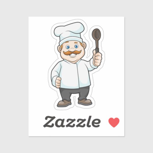 Chef met Chef's pet en soep lepel Sticker (Vel)