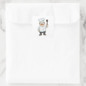 Chef met Chef's pet en soep lepel Vierkante Sticker (Tas)