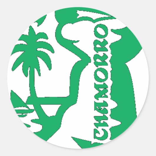 Chef met een latte steen. Guam zeehond. Ronde Sticker (Voorkant)