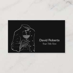 Chef met een wijntoneelcatering visitekaartje