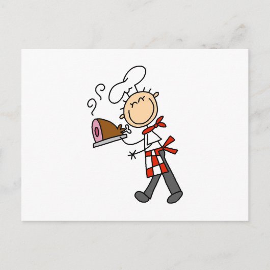 Chef Met Gebakken Ham Briefkaart (Voorkant)
