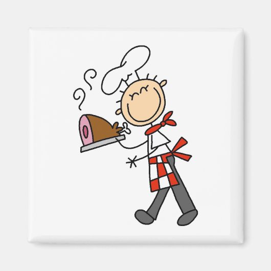 Chef Met Gebakken Ham Magneet (Voorkant)