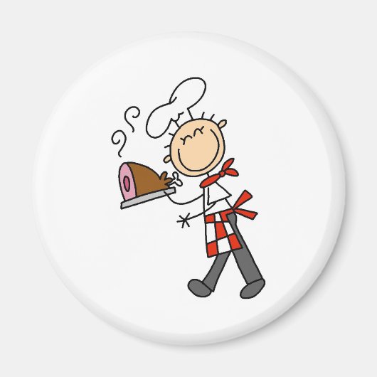 Chef met gebakken ham magneten (Voorkant)