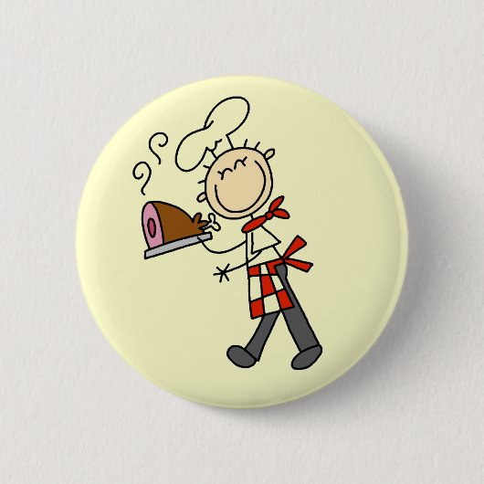 Chef Met Gebakken Ham Ronde Button 5,7 Cm (Voorkant)