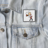 Chef Met Gebakken Ham Vierkante Button 5,1 Cm (In situ)