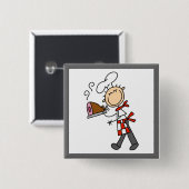 Chef Met Gebakken Ham Vierkante Button 5,1 Cm (Voorkant /achterkant)