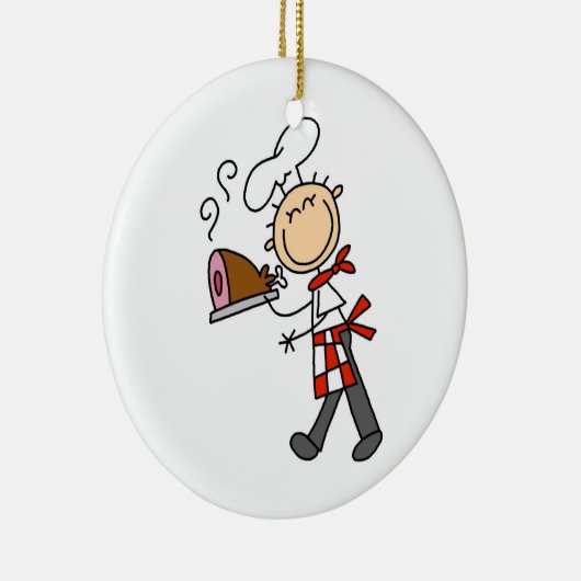 Chef met geblekte ham keramisch ornament (Rechts)