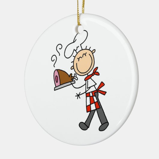 Chef met geblekte ham keramisch ornament (Links)