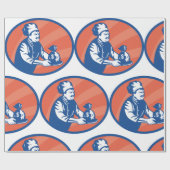 Chef met geldtas Restaurantfinanciën Cadeaupapier (Vlak)