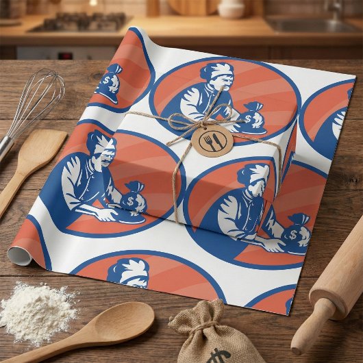 Chef met geldtas Restaurantfinanciën Cadeaupapier