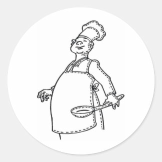 Chef met ladle ronde sticker