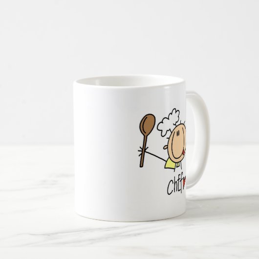 Chef met lepel Tshirts en geschenken Koffiemok (Voorkant rechts)