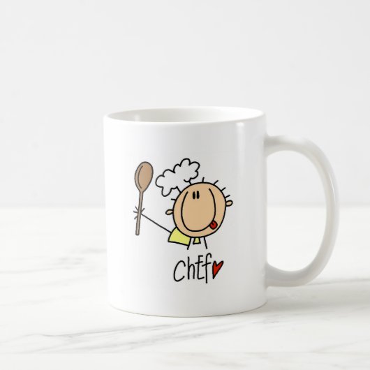 Chef met lepel Tshirts en geschenken Koffiemok (Rechts)