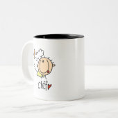 Chef met lepel Tshirts en geschenken Tweekleurige Koffiemok (Voorkant links)