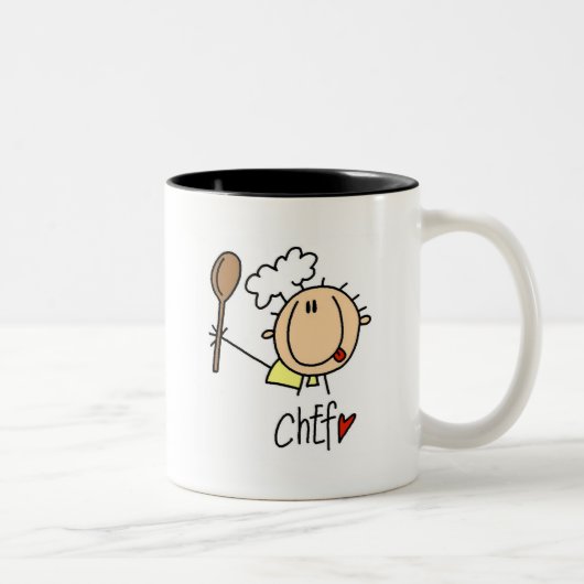 Chef met lepel Tshirts en geschenken Tweekleurige Koffiemok (Rechts)