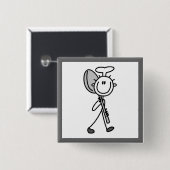 Chef Met Lepel Vierkante Button 5,1 Cm (Voorkant /achterkant)