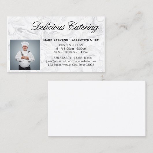 Chef met mes | Marmer Visitekaartje (Voorkant / Achterkant)