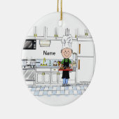 Chef, met Pet - Mannelijk Keramisch Ornament (Rechts)