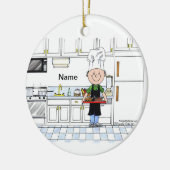 Chef, met Pet - Mannelijk Keramisch Ornament (Links)