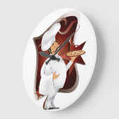 chef met pizzakloket grote klok (Hoek)