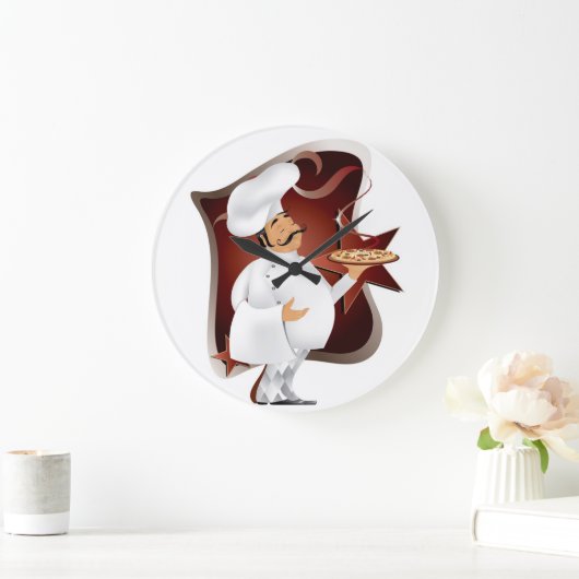 chef met pizzakloket grote klok (Huis)