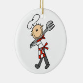 Chef met saladetangen keramisch ornament (Rechts)