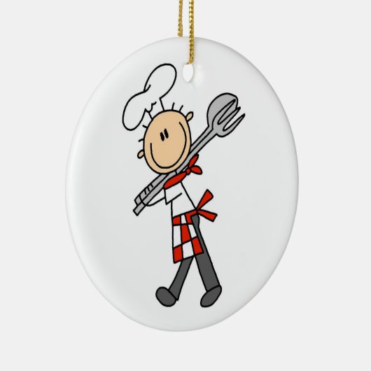 Chef met saladetangen keramisch ornament (Rechts)