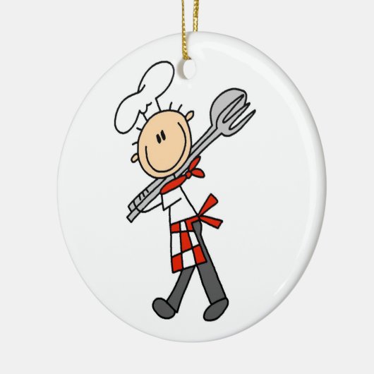 Chef met saladetangen keramisch ornament (Links)