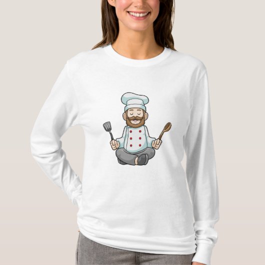 Chef met schort koken in Yoga T-shirt (Voorkant)