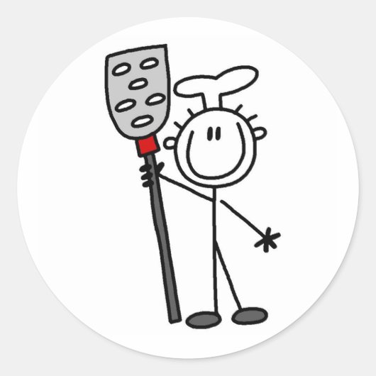 Chef Met Spatel Ronde Sticker (Voorkant)