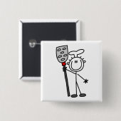 Chef Met Spatel Vierkante Button 5,1 Cm (Voorkant /achterkant)