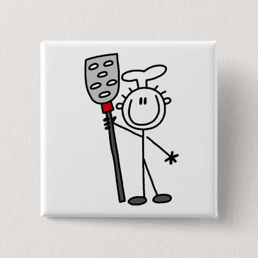 Chef Met Spatel Vierkante Button 5,1 Cm (Voorkant)