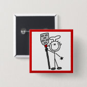 Chef Met Spatel Vierkante Button 5,1 Cm (Voorkant /achterkant)