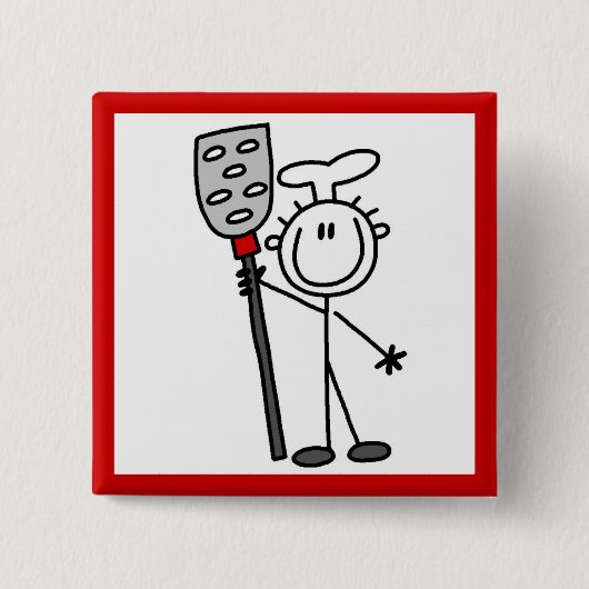 Chef Met Spatel Vierkante Button 5,1 Cm (Voorkant)