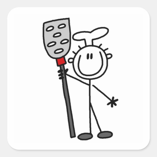 Chef Met Spatel Vierkante Sticker (Voorkant)