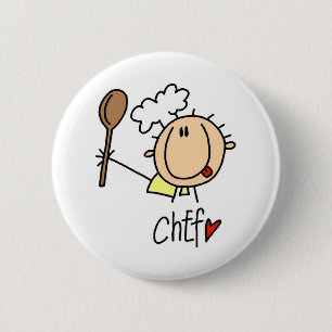 Chef met sponshirts en cadeautjes ronde button 5,7 cm