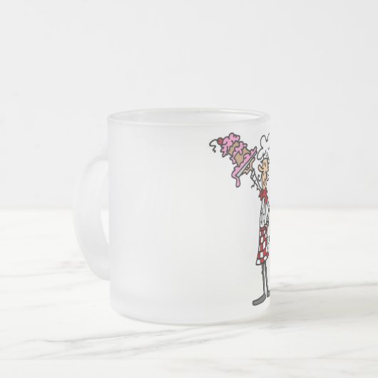 Chef met taart T-shirts en geschenken Matglas Koffiemok (Voorkant links)