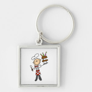 Chef Met Verjaardagstaart Sleutelhanger